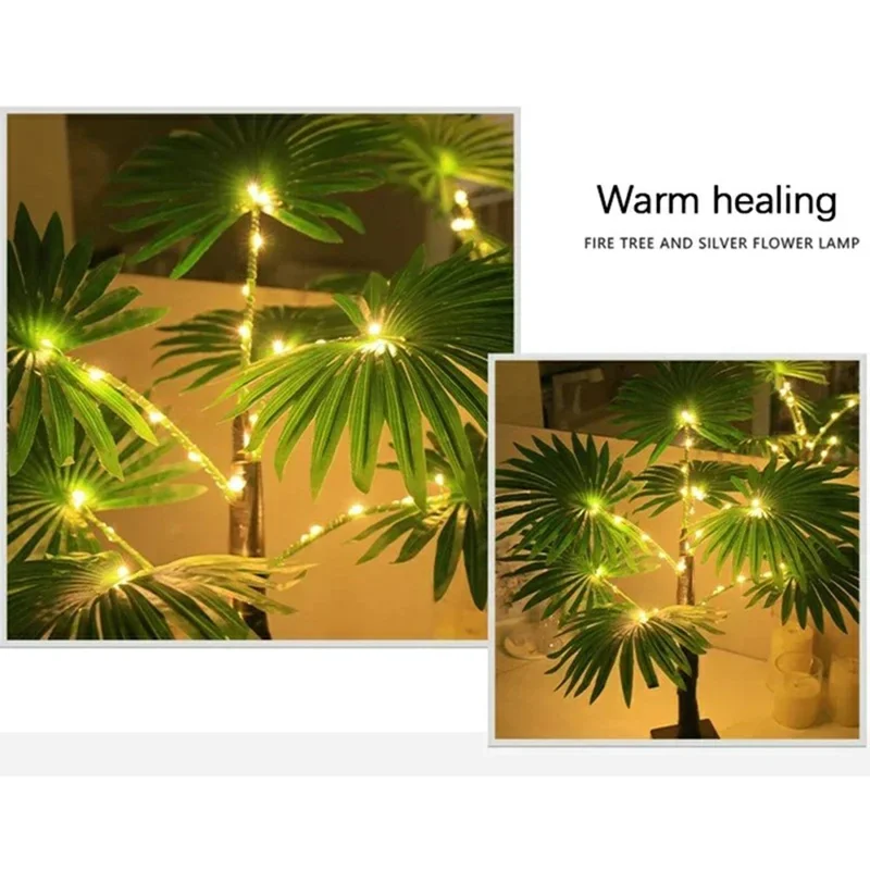 60cm Glowing Tropical Palm Tree Warm White 35-LED Ambient Lamp Holiday Party Desktop Decor