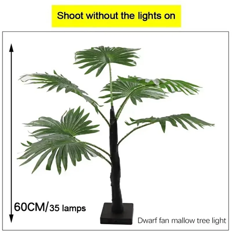 60cm Glowing Tropical Palm Tree Warm White 35-LED Ambient Lamp Holiday Party Desktop Decor