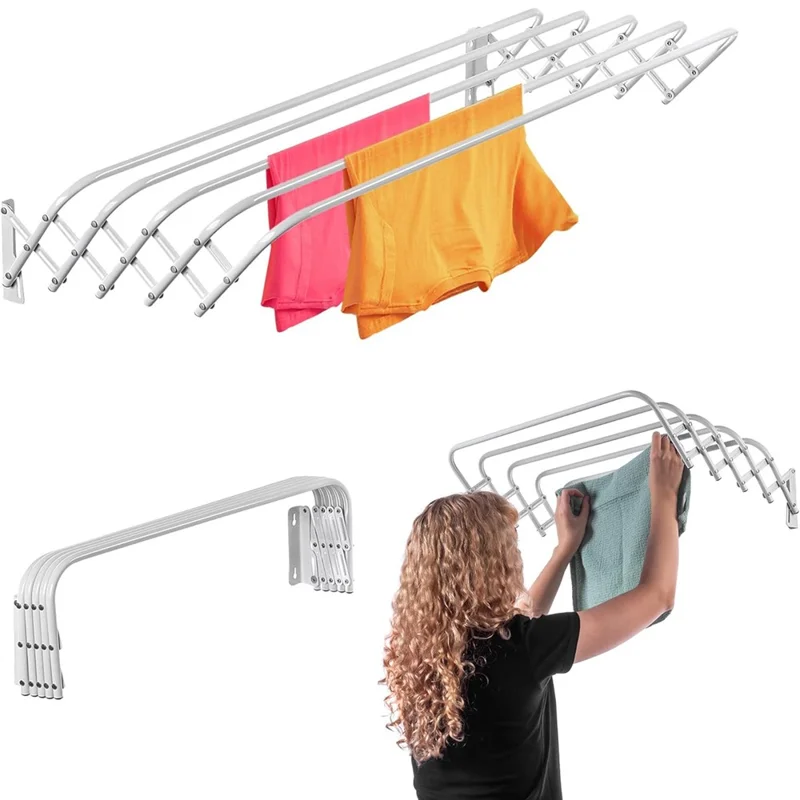 80cm Retractable Wall Mounted Clothes Drying Rack for Balcony Laundry Room Space Saving Folding Towel Hanger