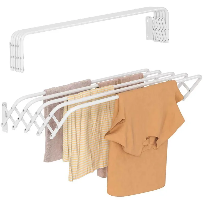80cm Retractable Wall Mounted Clothes Drying Rack for Balcony Laundry Room Space Saving Folding Towel Hanger