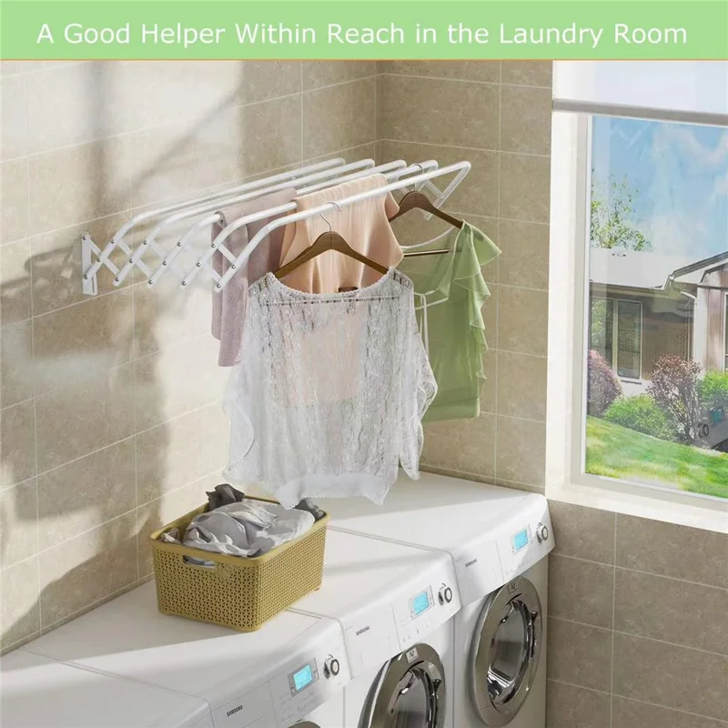 80cm Retractable Wall Mounted Clothes Drying Rack for Balcony Laundry Room Space Saving Folding Towel Hanger