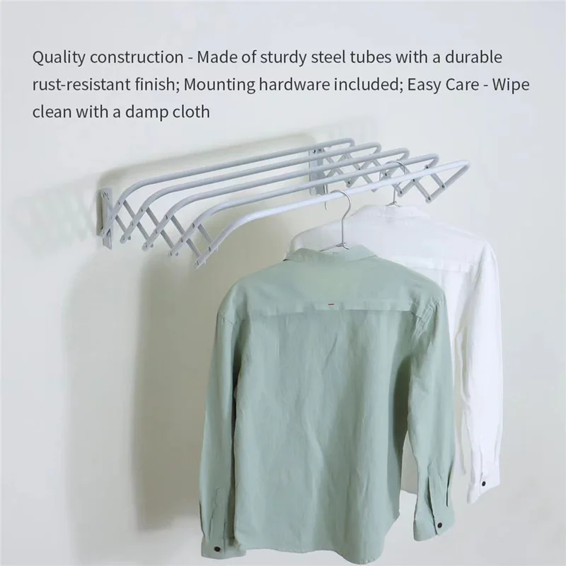 80cm Retractable Wall Mounted Clothes Drying Rack for Balcony Laundry Room Space Saving Folding Towel Hanger