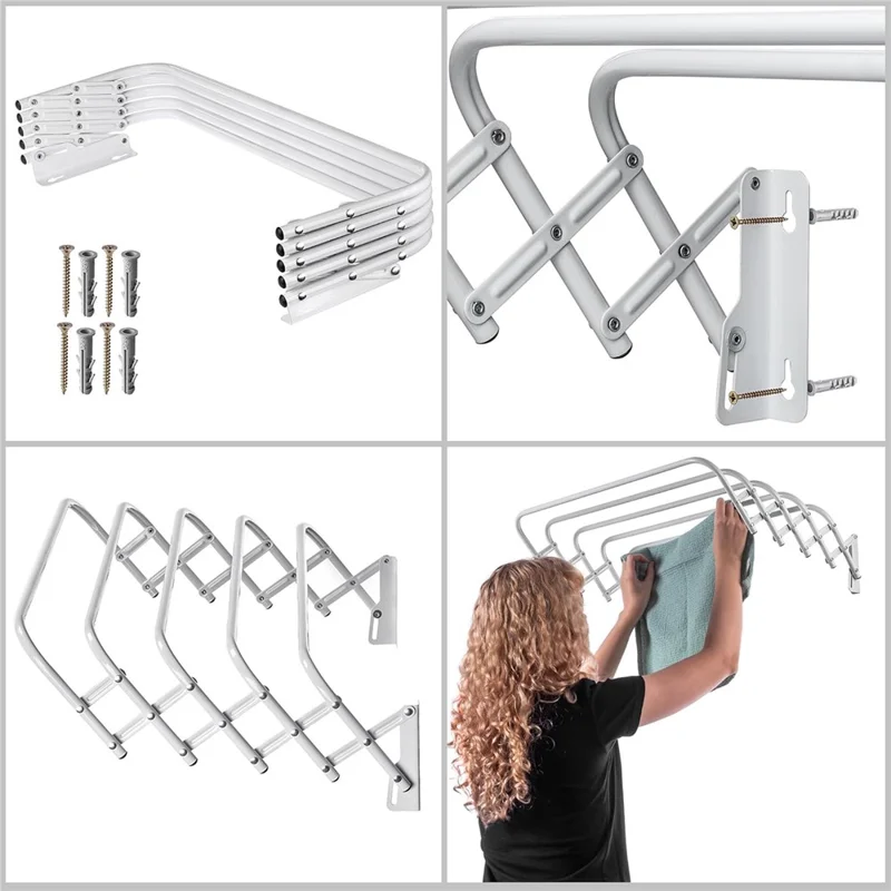 80cm Retractable Wall Mounted Clothes Drying Rack for Balcony Laundry Room Space Saving Folding Towel Hanger