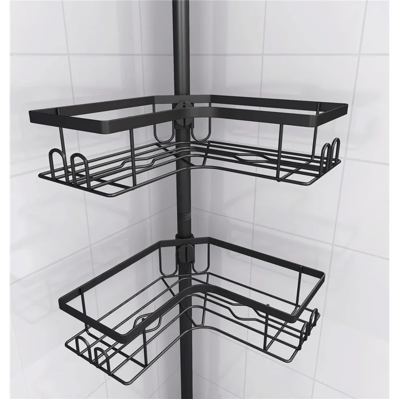 Extendable Pole Corner Shower Caddy for Bathroom 4 Tiers Stainless Steel Organizer Shelf