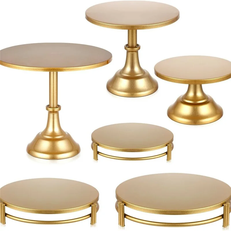 6Pcs Gold Cake Stand Set Dessert Display Tower Wedding Decoration High Foot Tray Afternoon Tea Pastry Holder