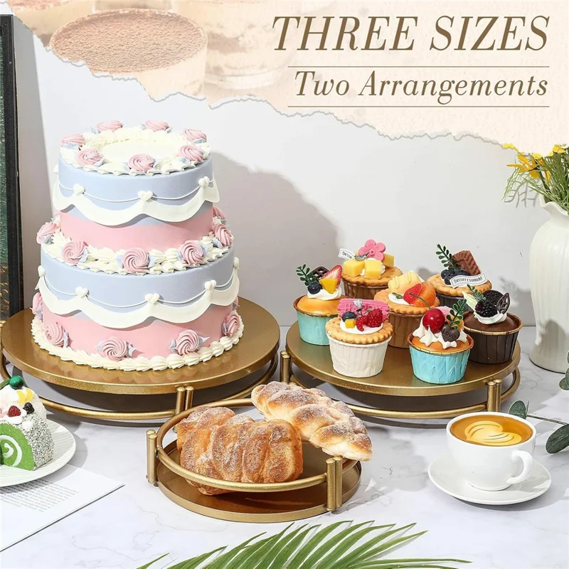 6Pcs Gold Cake Stand Set Dessert Display Tower Wedding Decoration High Foot Tray Afternoon Tea Pastry Holder