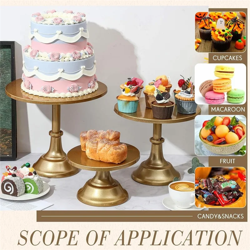 6Pcs Gold Cake Stand Set Dessert Display Tower Wedding Decoration High Foot Tray Afternoon Tea Pastry Holder