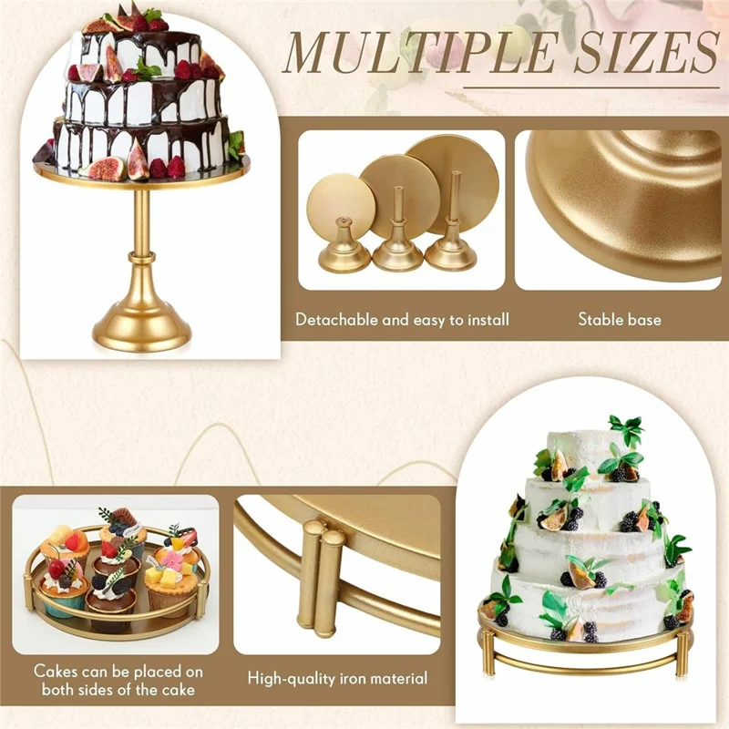 6Pcs Gold Cake Stand Set Dessert Display Tower Wedding Decoration High Foot Tray Afternoon Tea Pastry Holder