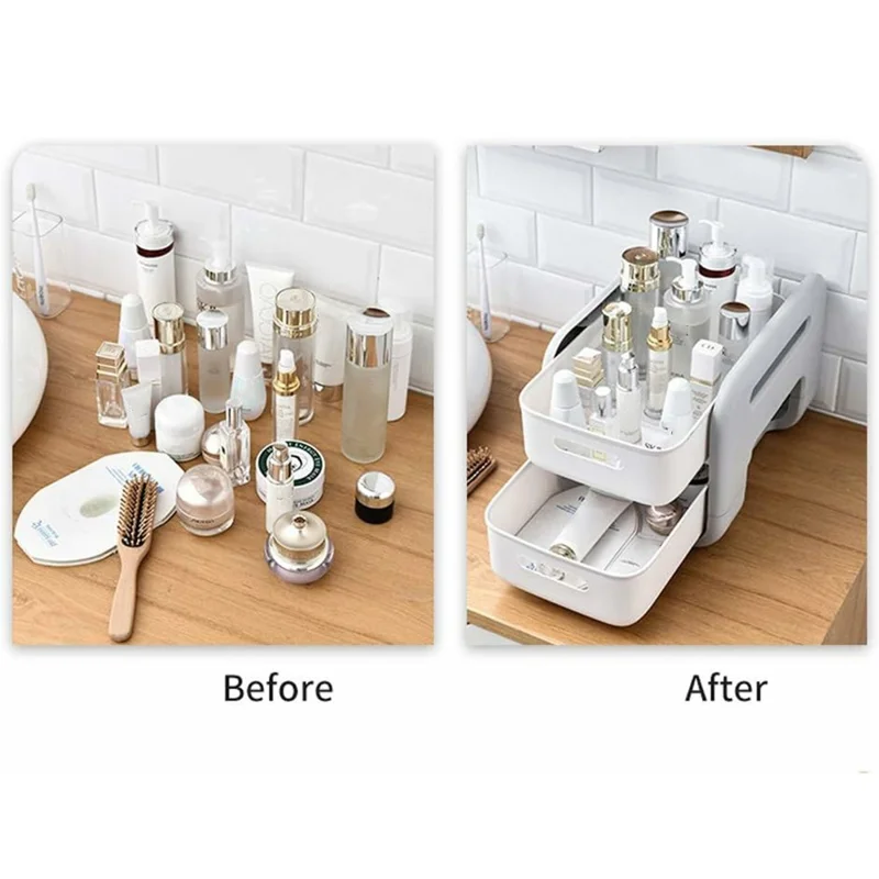 Multi-Tier Floor Storage Rack Organizer with Slim Profile Sliding Baskets  /  Drawers - Low Profile Model