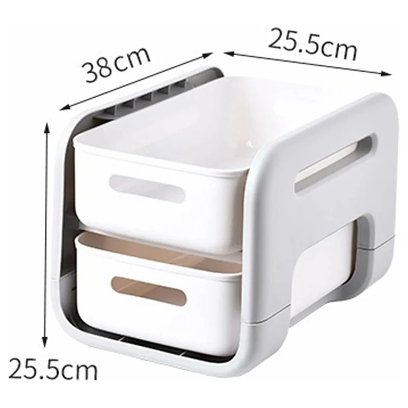 Multi-Tier Floor Storage Rack Organizer with Slim Profile Sliding Baskets  /  Drawers - Low Profile Model