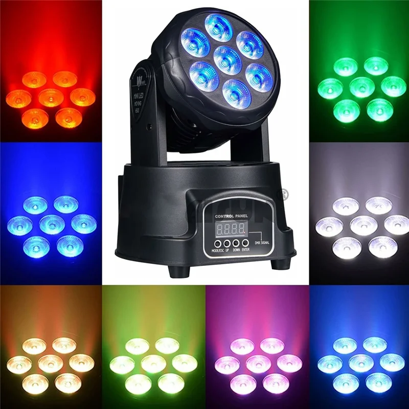 7 LEDs 10W RGBW 540 Degree Moving Head Stage Light for DJ Party KTV Bar Disco Rotating Spotlight