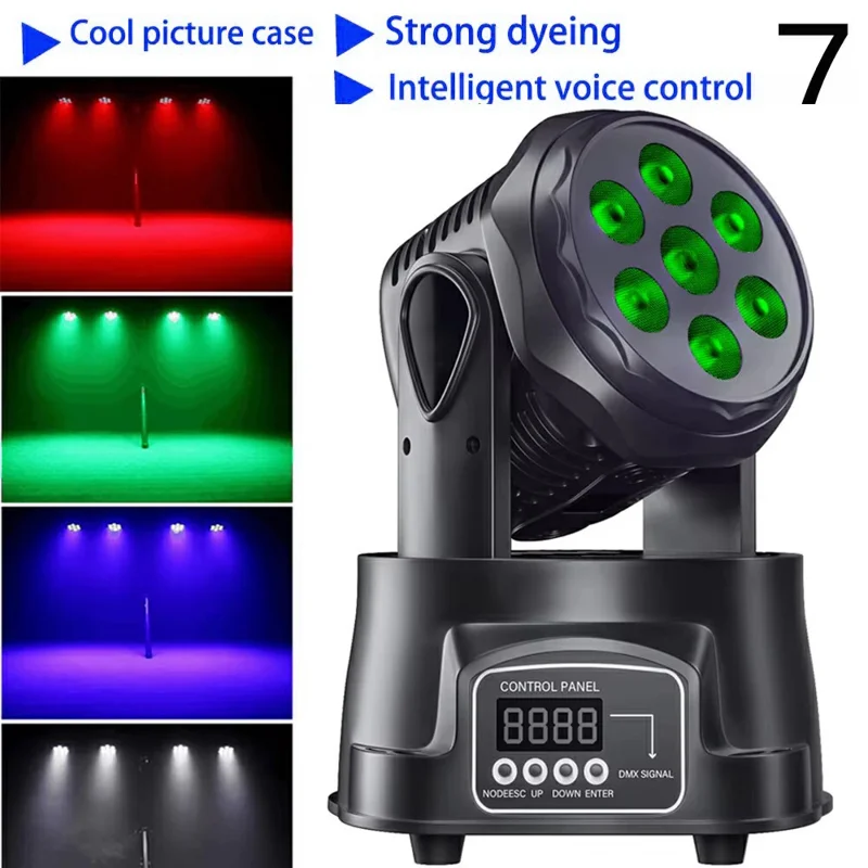 7 LEDs 10W RGBW 540 Degree Moving Head Stage Light for DJ Party KTV Bar Disco Rotating Spotlight
