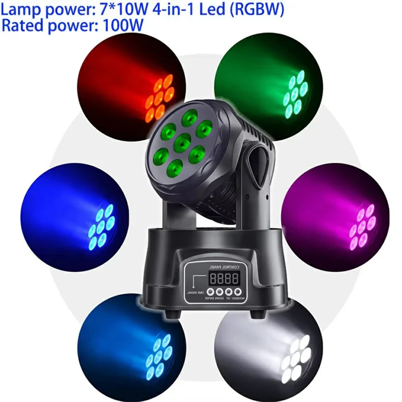 7 LEDs 10W RGBW 540 Degree Moving Head Stage Light for DJ Party KTV Bar Disco Rotating Spotlight