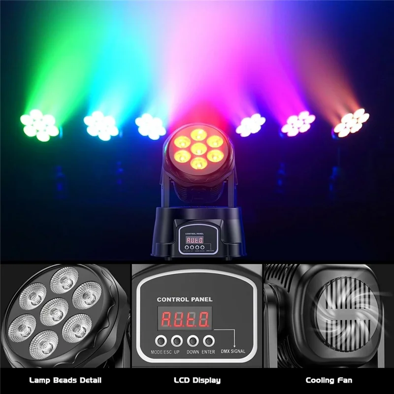 7 LEDs 10W RGBW 540 Degree Moving Head Stage Light for DJ Party KTV Bar Disco Rotating Spotlight