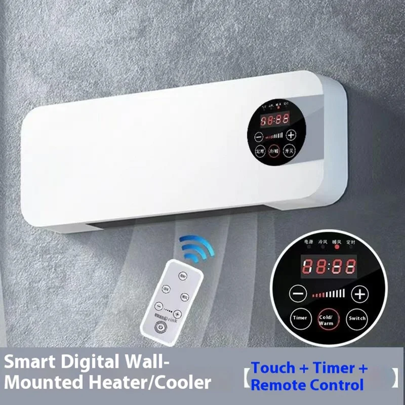 Calentador eléctrico de pared de 220V con control remoto Calefacción / Refrigeración Uso dual Aire acondicionado mini, Enchufe UE