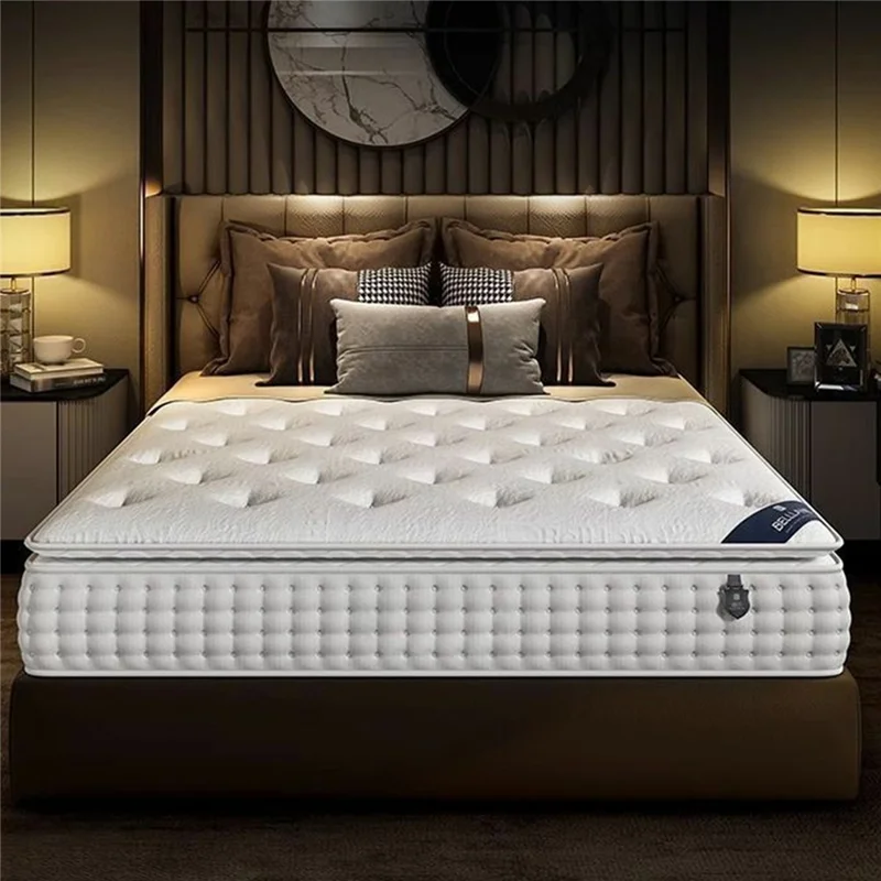 Matelas à ressorts en tissu respirant de 1800 mm x 2000 mm et d'une épaisseur de 24 cm, avec protection de la colonne vertébrale et mousse à mémoire de forme