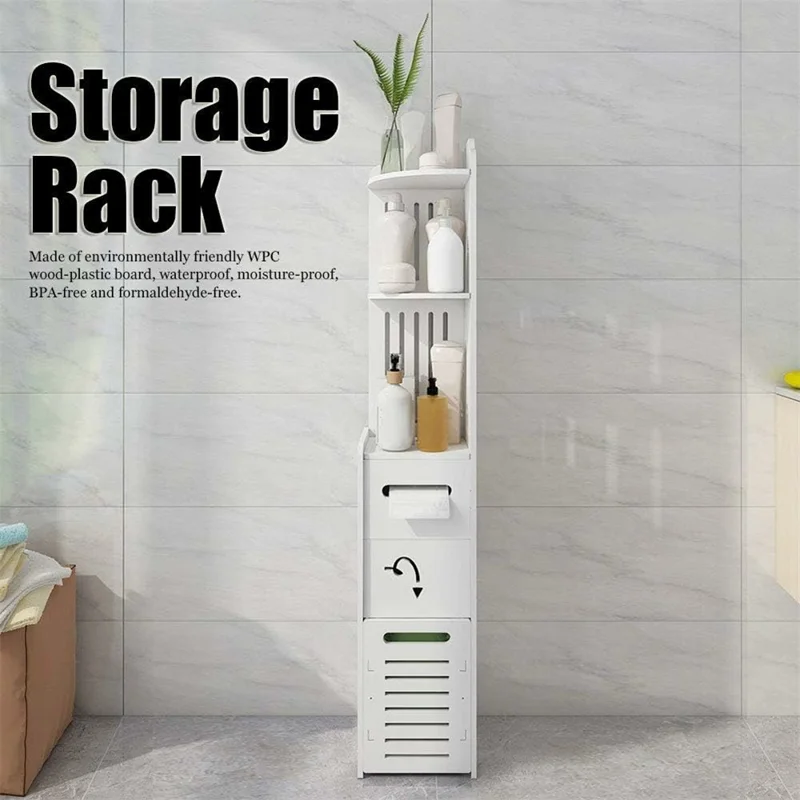 ZW0063-CT Bathroom Corner Storage Cabinet Multi-Layer Toilet Toiletries Floor Standing Shelf