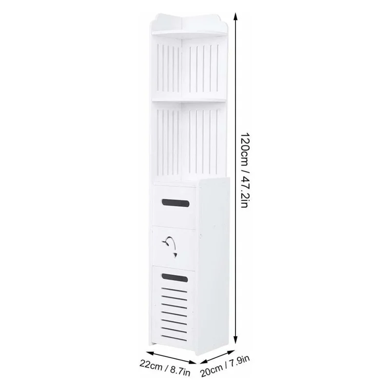 ZW0063-CT Bathroom Corner Storage Cabinet Multi-Layer Toilet Toiletries Floor Standing Shelf