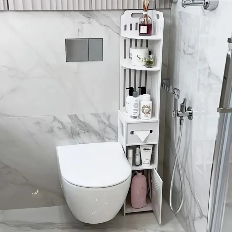 ZW0063-CXJ Bathroom Corner Storage Cabinet Floor Standing Shelf Multi-Layer Organizer