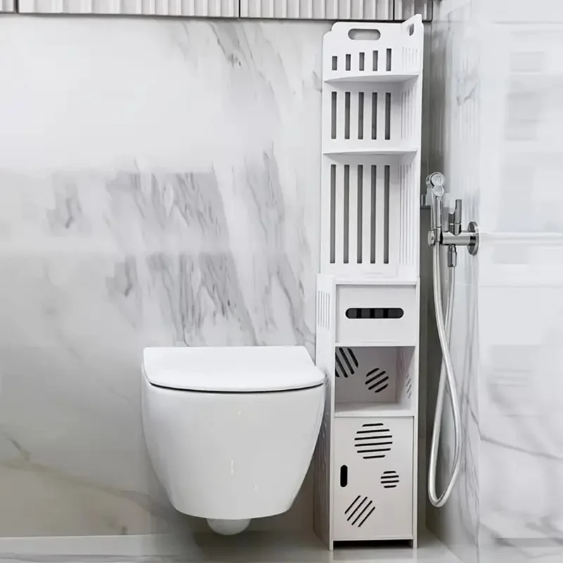 ZW0063-CXJ Bathroom Corner Storage Cabinet Floor Standing Shelf Multi-Layer Organizer