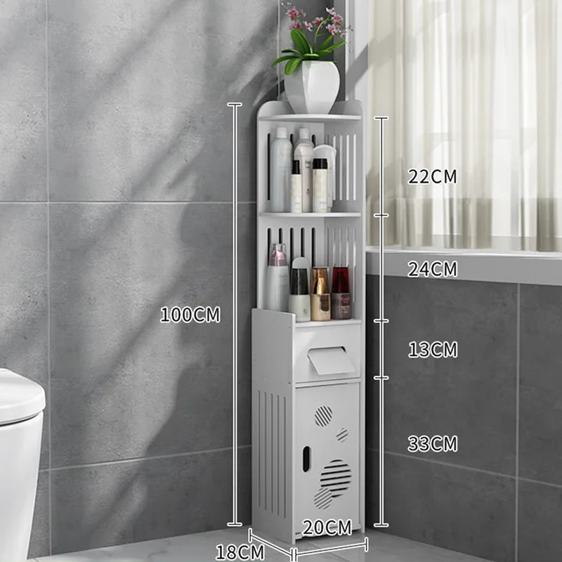 ZW0063-CXJ Bathroom Corner Storage Cabinet Floor Standing Shelf Multi-Layer Organizer