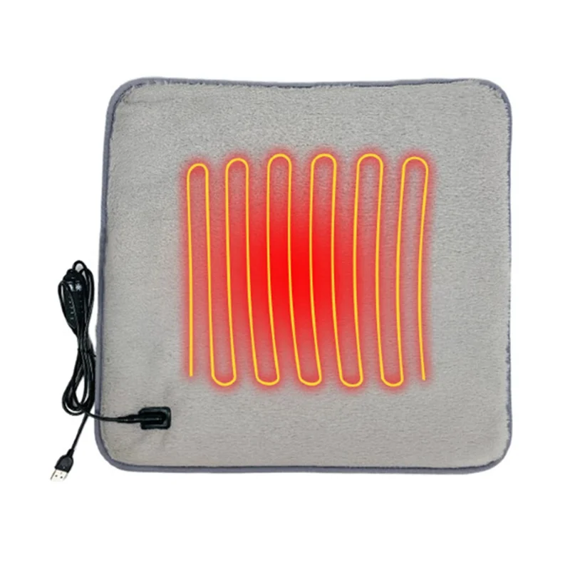 DT-45x45-1S 45 x 45 cm, poduszka grzewcza USB z regulacją temperatury, miękka tkanina z imitacji futra królika, szybko grzejąca poduszka - Szary