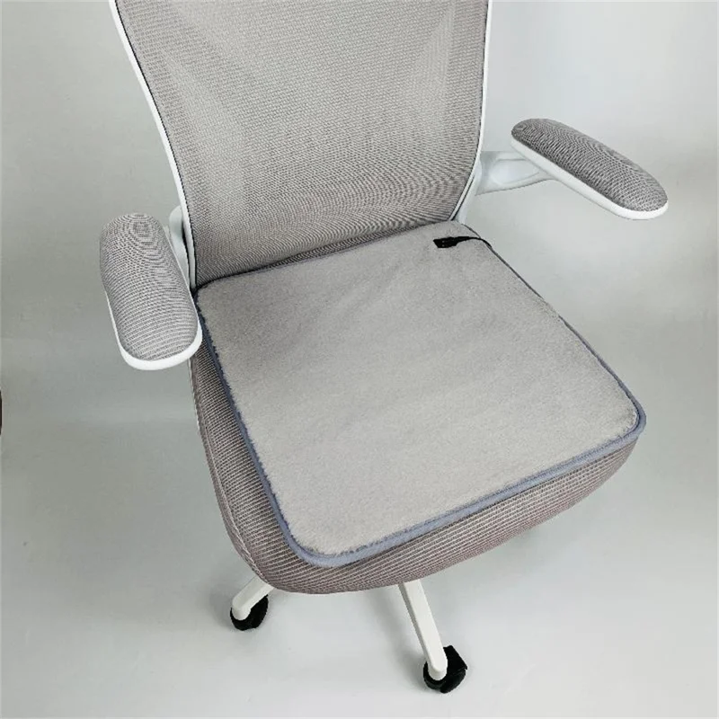 DT-45x45-1S 45 x 45 cm, poduszka grzewcza USB z regulacją temperatury, miękka tkanina z imitacji futra królika, szybko grzejąca poduszka - Szary