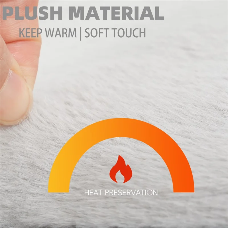 DT-90x45-1S 45 x 90cm USB Heated Integrated Backrest and Seat Cushion Faux Rabbit Fur 5 Temperature Levels Fast Heating Pad - Grey