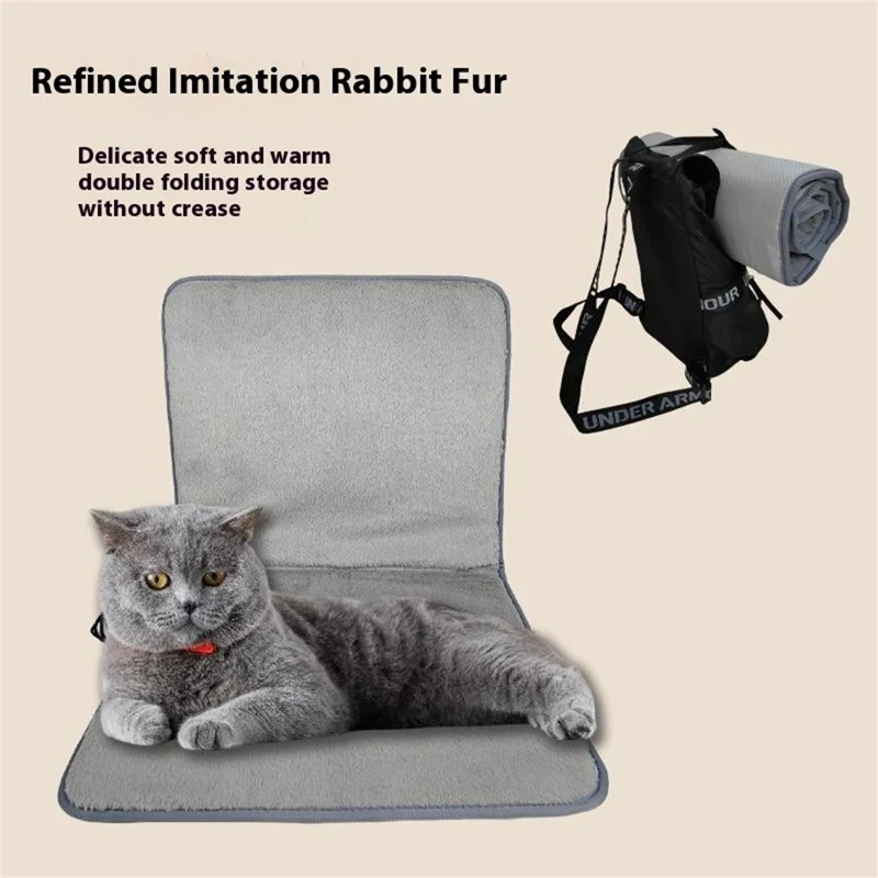 DT-90x45-1S 45 x 110cm USB Heated Integrated Backrest and Seat Cushion Faux Rabbit Fur 5 Temperature Levels Fast Heating Pad - Grey