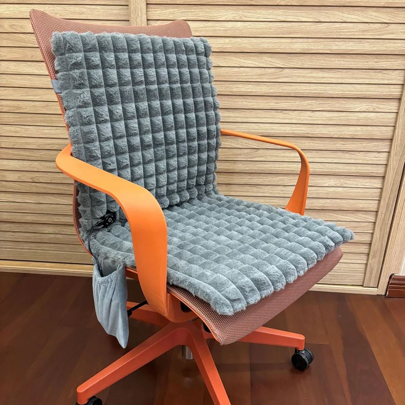 DT-90x45-1S 45 x 90 cm Poduszka grzewcza z fałszywego futra króliczego, 3 poziomy temperatury, poduszka grzewcza zasilana przez USB do biura, samochodu, użytku zewnętrznego - Szary