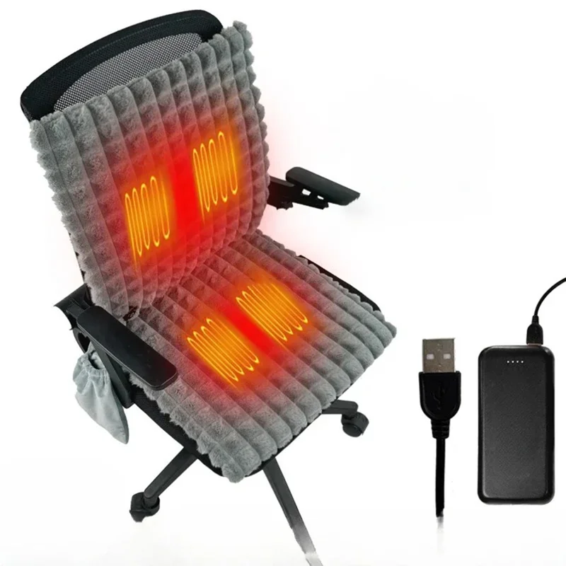 DT-90x45-1S 45 x 90 cm Poduszka grzewcza z fałszywego futra króliczego, 3 poziomy temperatury, poduszka grzewcza zasilana przez USB do biura, samochodu, użytku zewnętrznego - Szary