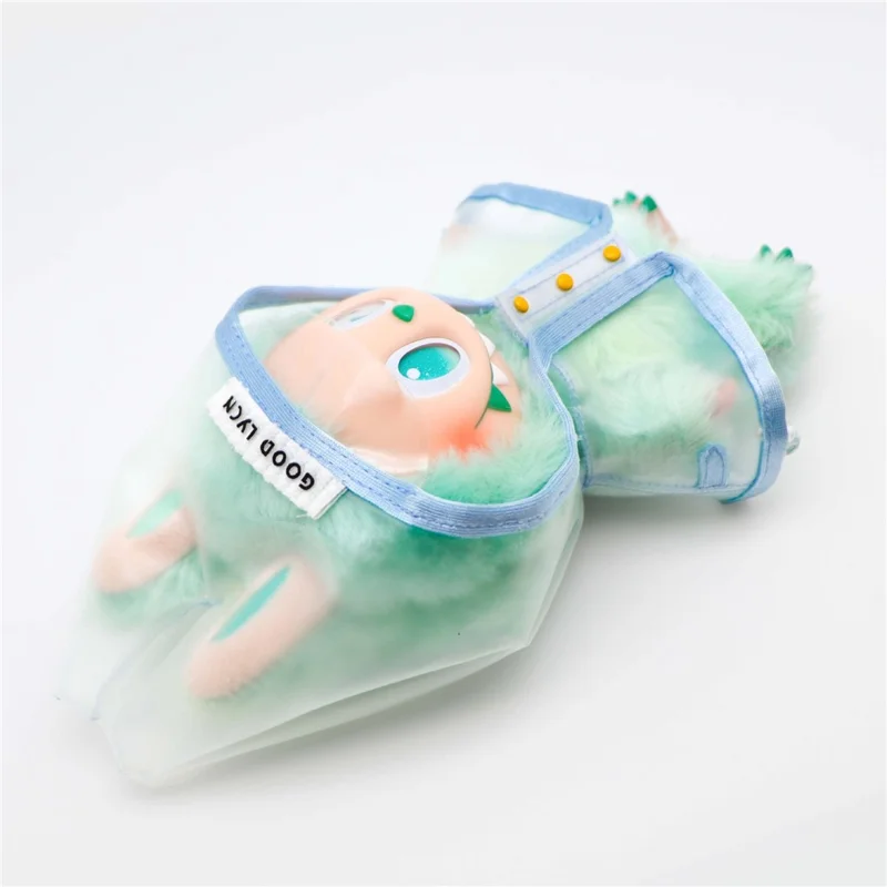 Raincoat for Labubu 17cm Mini Figurine Rain Poncho Waterproof Hooded Cape Doll Outfit Gift - Blue