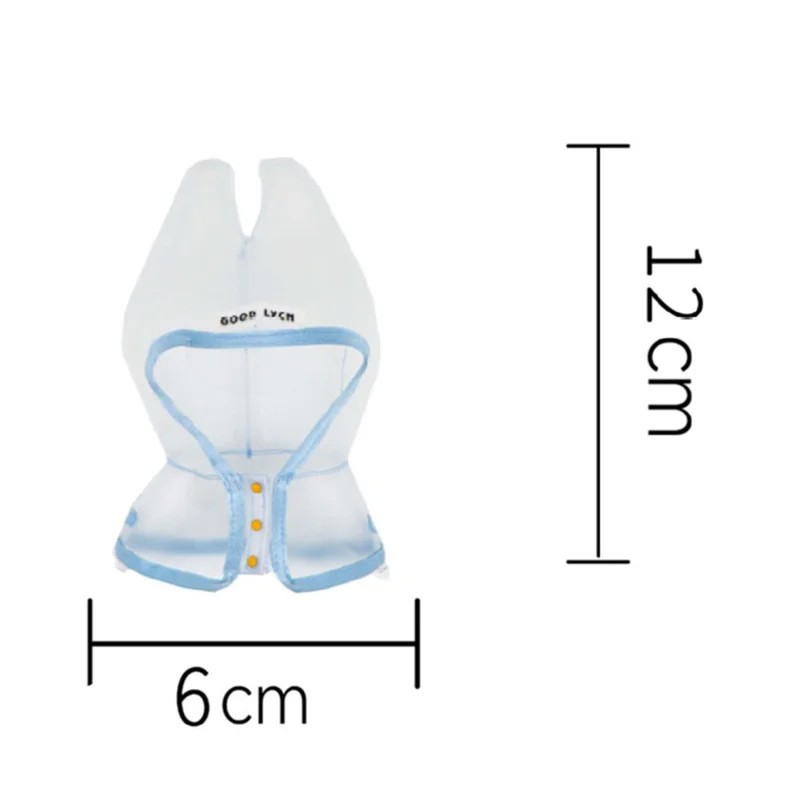 Raincoat for Labubu 17cm Mini Figurine Rain Poncho Waterproof Hooded Cape Doll Outfit Gift - Blue