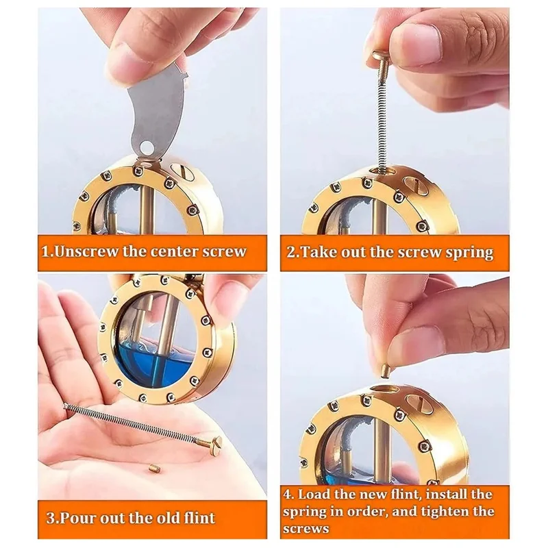 HP929 Vintage Cigar lighter Transparent brændstoftank Genopfyldelig Petroleum Lighter til Mands Samling Gave (uden Petroleum) - Sølv