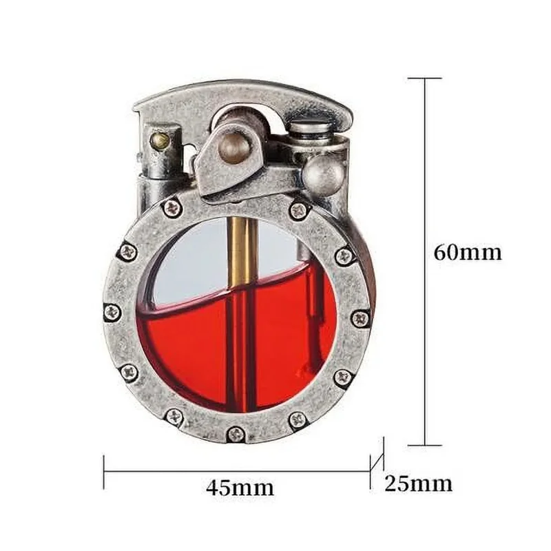 HP929 Vintage Cigar lighter Transparent brændstoftank Genopfyldelig Petroleum Lighter til Mands Samling Gave (uden Petroleum) - Sølv