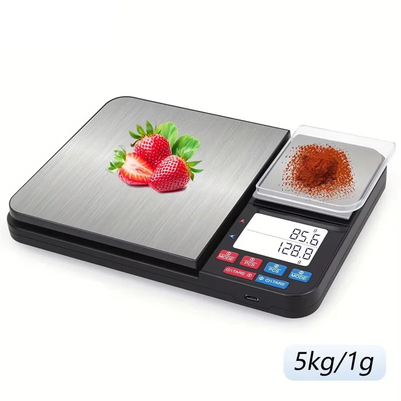 Dual Platform Digital Kitchen Scale 5kg  /  0.01g High Precision for Food Jewelry Baking Weighing