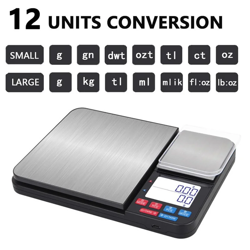 Dual Platform Digital Kitchen Scale 5kg  /  0.01g High Precision for Food Jewelry Baking Weighing