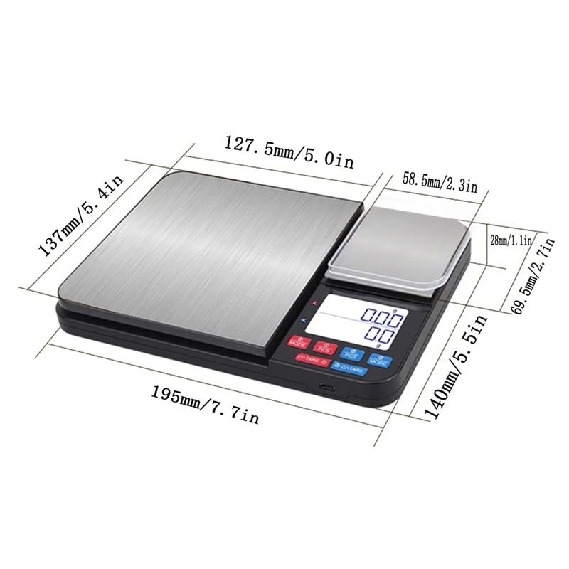 Dual Platform Digital Kitchen Scale 5kg  /  0.01g High Precision for Food Jewelry Baking Weighing