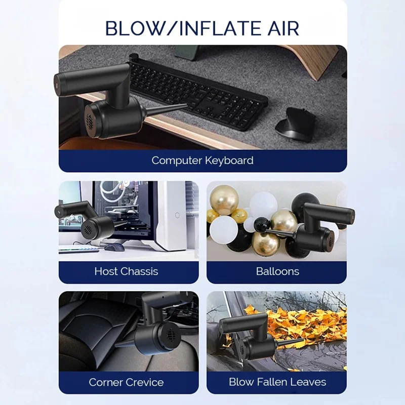 5 in 1 Handheld Vacuum Cleaner for Car and Home 5000Pa Powerful Suction Portable Cordless Dust Blower - Black