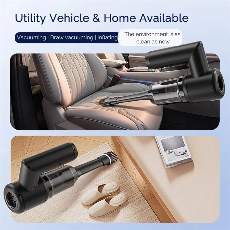 5 in 1 Handheld Vacuum Cleaner for Car and Home 5000Pa Powerful Suction Portable Cordless Dust Blower - Black