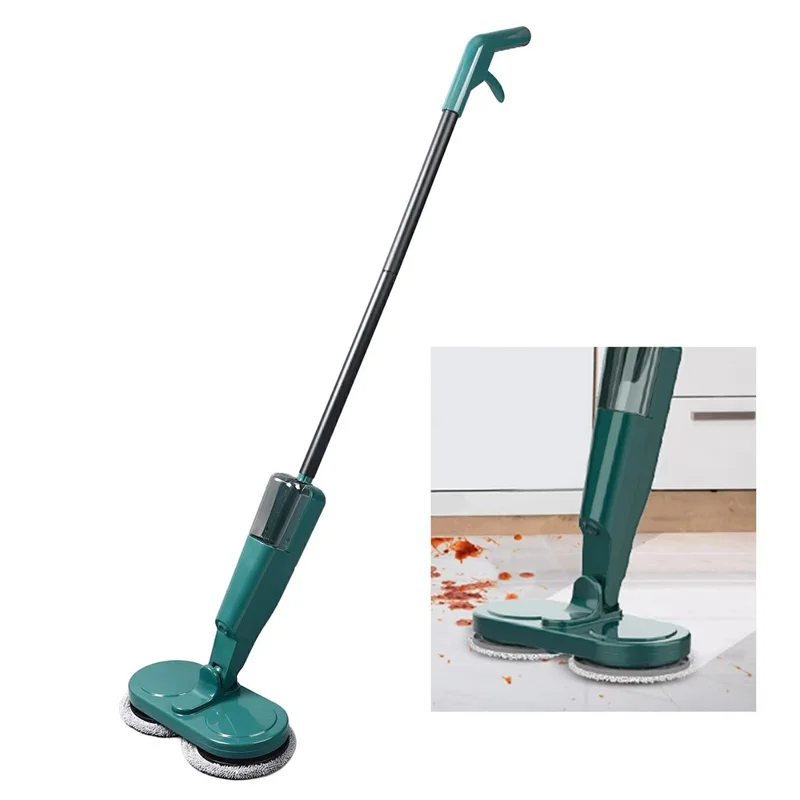 S8 7.4V Electric Mop Cordless Floor Cleaner Automatic Water Spraying Cleaning Machine with Bucket - Green