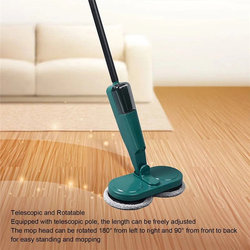 S8 7.4V Electric Mop Cordless Floor Cleaner Automatic Water Spraying Cleaning Machine with Bucket - Green