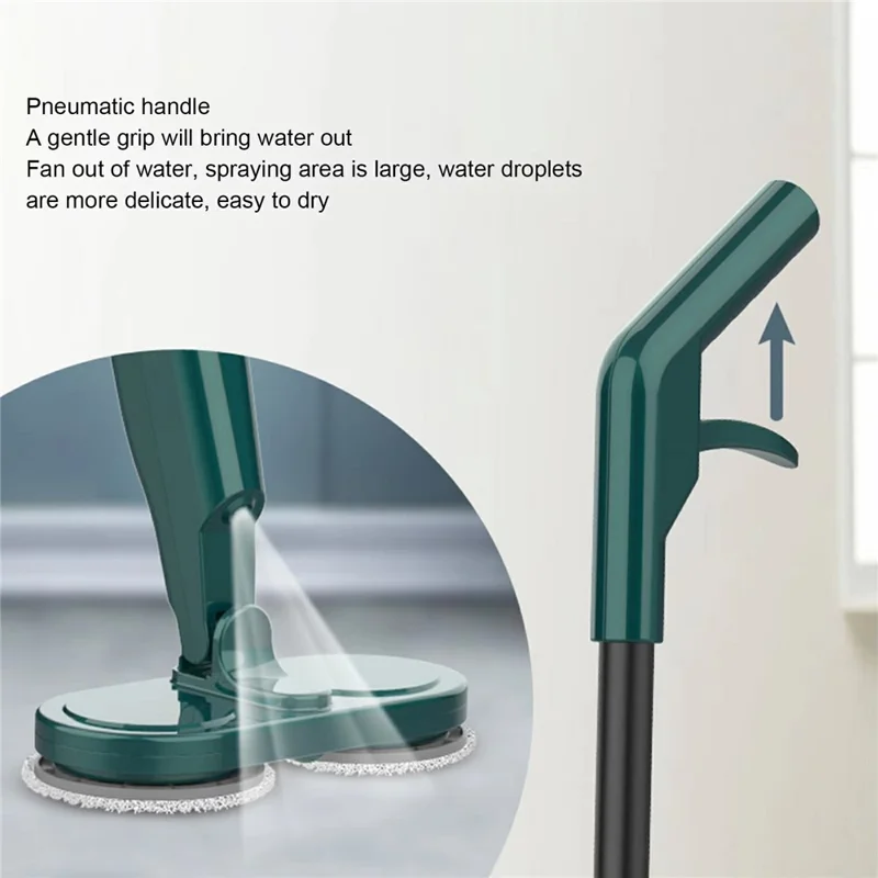 S8 7.4V Electric Mop Cordless Floor Cleaner Automatic Water Spraying Cleaning Machine with Bucket - Green