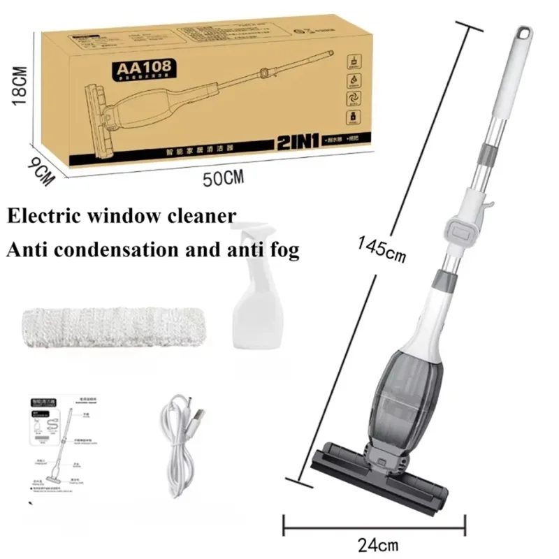 2 in 1 Window Cleaning Mop Squeegee Household Cleaning Brush Wireless Electric Glass Cleaner
