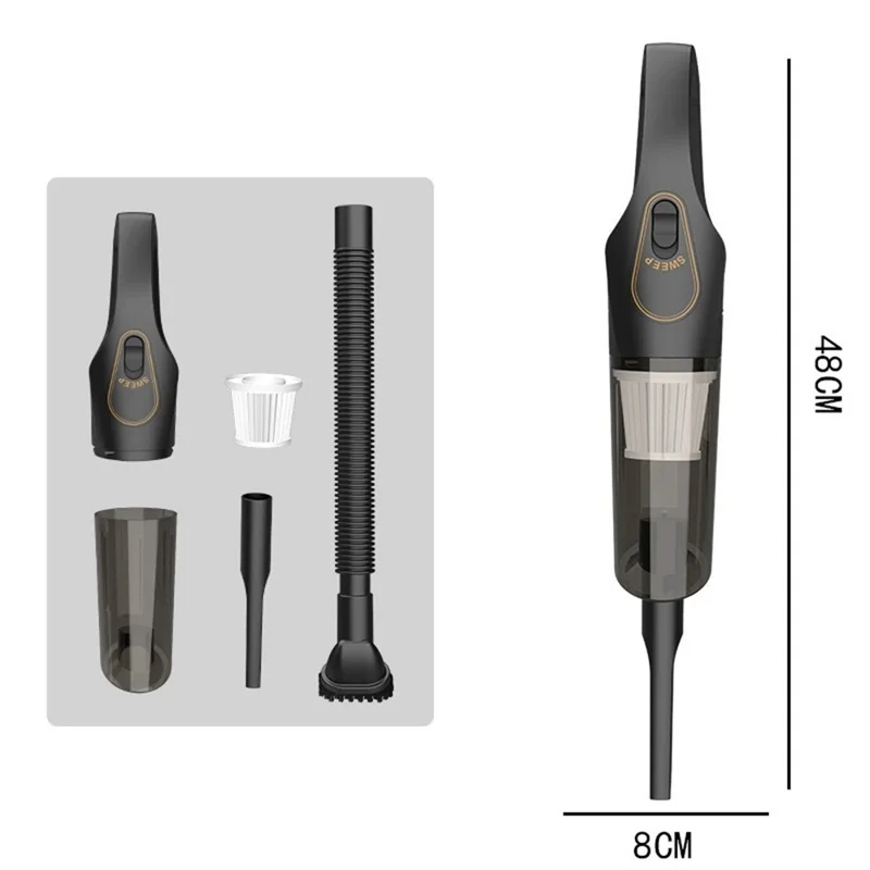 7.4V Stofzuiger Handheld Multifunctioneel Draadloos Krachtige Zuigkracht Stofblazer voor Auto Thuis - Zwart
