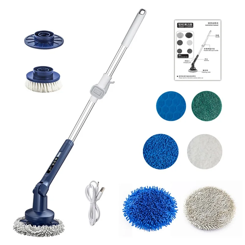 Multifunction Electric Cleaning Brush 5 Speeds Auto Rotating Cordless Handheld Cleaner for Glass Kitchen Bathroom