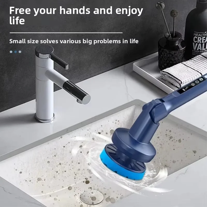Multifunction Electric Cleaning Brush 5 Speeds Auto Rotating Cordless Handheld Cleaner for Glass Kitchen Bathroom