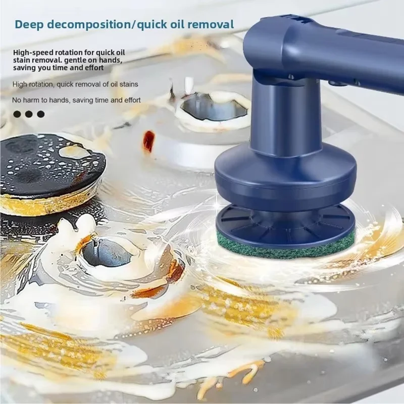 Multifunction Electric Cleaning Brush 5 Speeds Auto Rotating Cordless Handheld Cleaner for Glass Kitchen Bathroom