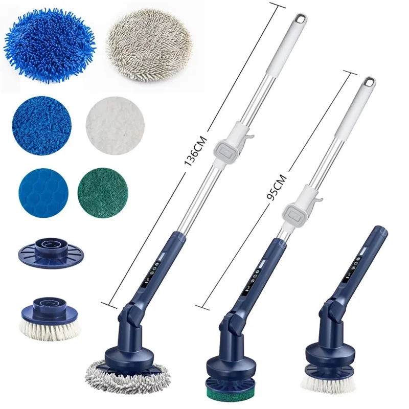 Multifunction Electric Cleaning Brush 5 Speeds Auto Rotating Cordless Handheld Cleaner for Glass Kitchen Bathroom