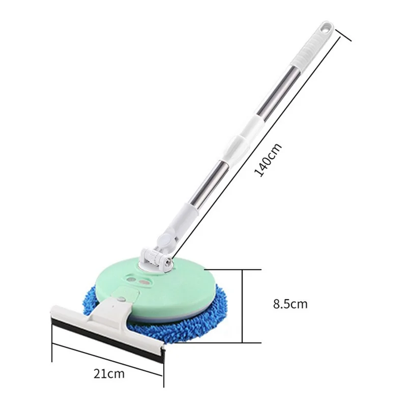 174cm Extendable Pole Cordless Electric Window Cleaner with Squeegee Wet Dry Use for Windows Doors Floors - Blue